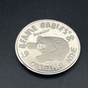 1999 TY Official Club Beanie Babies Squealer‎ Pig Original Nine Coin